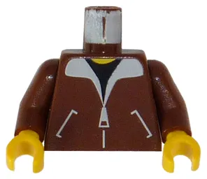 Torso Bomber Jacket with White Pockets, Zipper and Collar over Black Shirt, Yellow Neck Pattern / Reddish Brown Arms / Yellow Hands