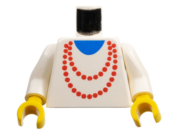 Torso Necklace Red and Blue Undershirt Pattern / White Arms / Yellow Hands