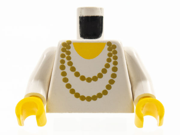 Torso Necklace Gold and Yellow Undershirt Pattern / White Arms / Yellow Hands