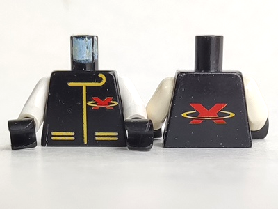 Torso Racing Suit with Red Letter X Extreme Team Logo and Yellow Lines Pattern / White Arms / Black Hands