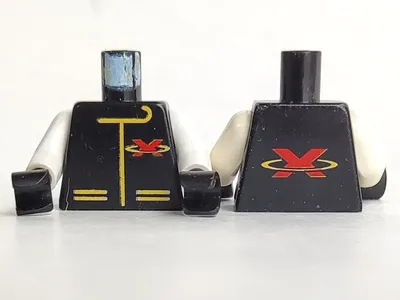 Torso Racing Suit with Red Letter X Extreme Team Logo and Yellow Lines Pattern / White Arms / Black Hands