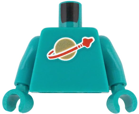 Torso with Classic Space Logo High on Torso Pattern, Inside with Ribs (second reissue) / Dark Turquoise Arms / Dark Turquoise Hands