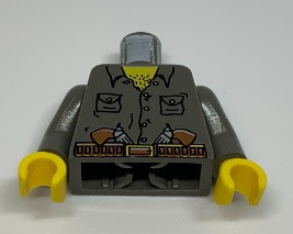 Torso Adventurers Jungle Two Pockets, Two Guns in Belt Pattern / Dark Gray Arms / Yellow Hands