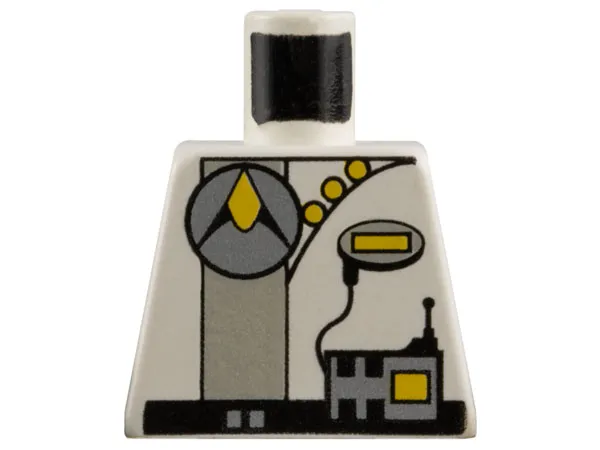 Torso Space Exploriens Silver Circle Logo and Radio, Light Gray Stripe, Yellow Buttons, Black Belt Pattern