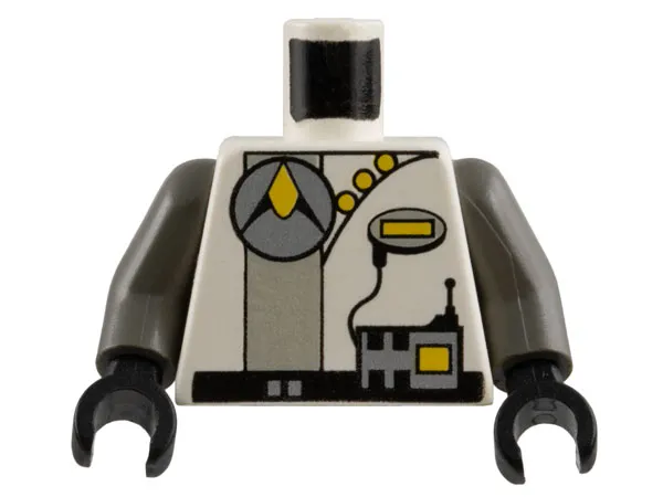 Torso Space Exploriens Silver Circle Logo and Radio, Light Gray Stripe, Yellow Buttons, Black Belt Pattern / Dark Gray Arms / Black Hands