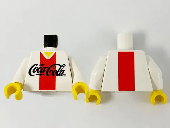 Torso Coca-Cola Logo with V-Neck Shirt and Red Stripe Pattern / White Arms / Yellow Hands