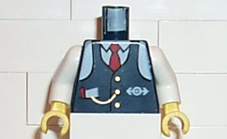 Torso Train Logo, Blue Vest w/ Tie, Watch Fob Pattern (Conductor Charlie) / White Arms / Yellow Hands