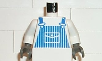 Torso Train Blue Striped Overalls Pattern / White Arms / Dark Gray Hands