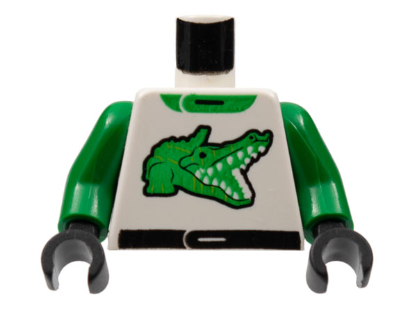 Torso Racers Racing Suit with Green Alligator / Crocodile and Collar, Black Belt Pattern / Green Arms / Black Hands