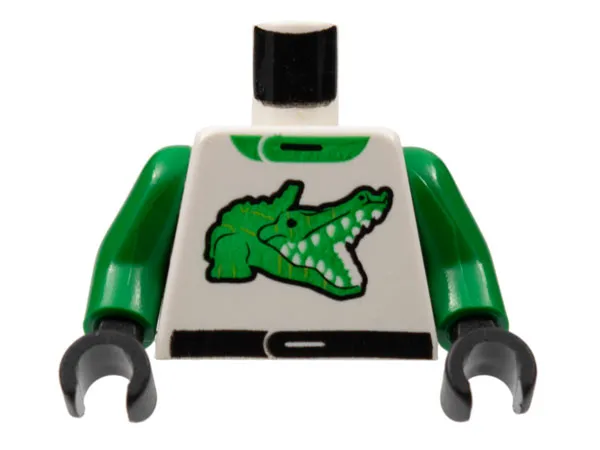 Torso Racers Racing Suit with Green Alligator / Crocodile and Collar, Black Belt Pattern / Green Arms / Black Hands