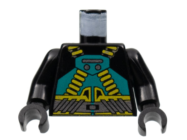 Torso Aquazone Aquaraider Dark Turquoise and Yellow Crossed Belts Pattern / Black Arms / Black Hands