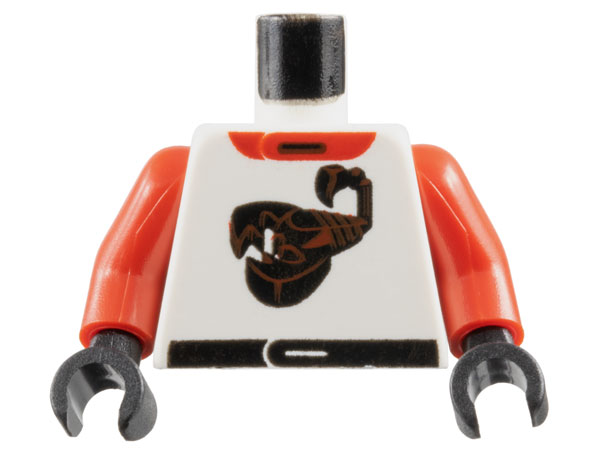 Torso Racing Suit with Red Collar, Black Belt and Scorpion Pattern / Red Arms / Black Hands