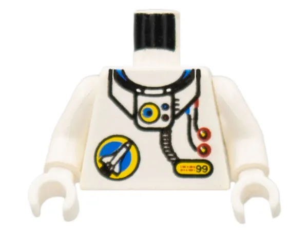 Torso Space Port Logo, Tube and Two Red Buttons Pattern / White Arms / White Hands