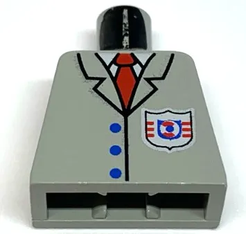Torso Rescue Coast Guard Logo, Red Tie, Suit Buttons Pattern