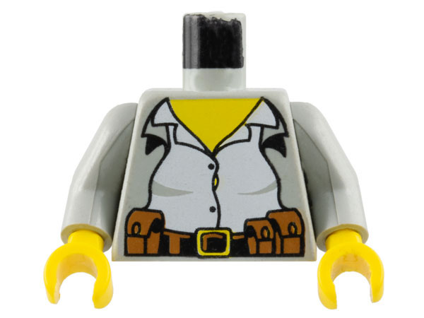 Torso Adventurers Desert White Female Shirt, Jacket, Belt with Pouches Pattern / Light Gray Arms / Yellow Hands