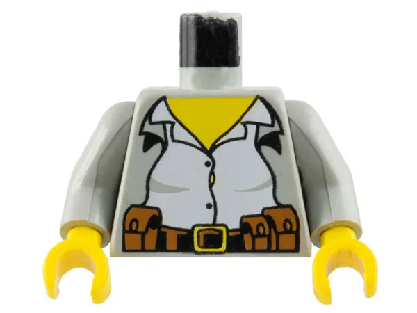 Torso Adventurers Desert White Female Shirt, Jacket, Belt with Pouches Pattern / Light Gray Arms / Yellow Hands