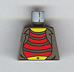 Torso Adventurers Desert Red and Silver Striped Undershirt and Navel Pattern