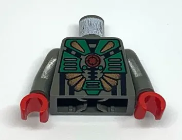 Torso Aquazone Stingray with Red Circle with Target, Copper Spikes, and Green Armor Pattern / Dark Gray Arms / Red Hands