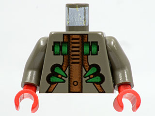 Torso Aquazone Stingray with Green Rectangles and Spikes, Copper Armor Pattern / Dark Gray Arms / Red Hands