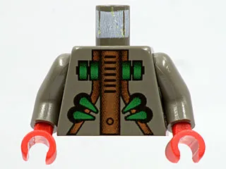 Torso Aquazone Stingray with Green Rectangles and Spikes, Copper Armor Pattern / Dark Gray Arms / Red Hands