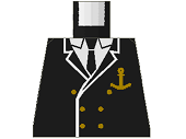 Torso Boat Captain, Suit Double Breasted and Gold Anchor Logo Pattern