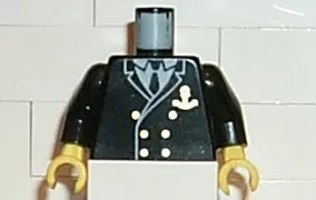 Torso Boat Captain, Suit Double Breasted and Gold Anchor Logo Pattern / Black Arms / Yellow Hands