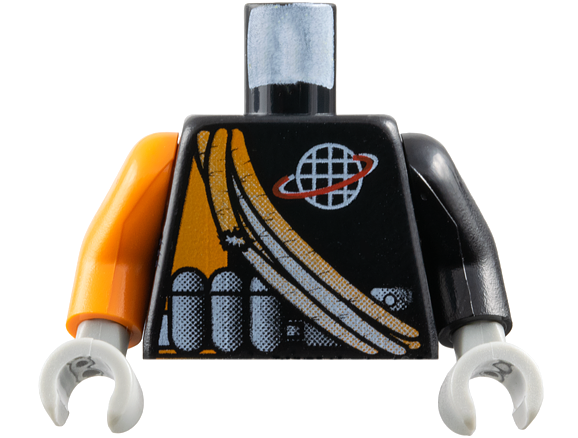 Torso Alpha Team Logo, Orange Stripe, Shoulder Ropes Pattern / Black Arm Left / Orange Arm Right / Light Gray Hands