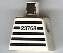 Torso Prison Shirt with Black Stripes and '23768' Thick Font Pattern