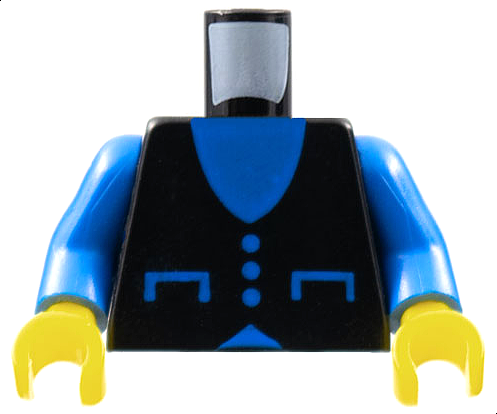 Torso Vest with Pockets and Buttons over Blue Shirt Pattern / Blue Arms / Yellow Hands