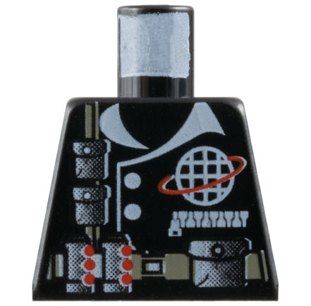 Torso Jacket with White Buttons, Pocket with Zipper, Collar, and Alpha Team Wire Frame Globe Logo, Dark Gray Utility Belt and Strap with Pouches Pattern