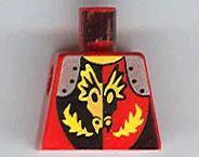 Torso Castle Dragon Knights Armor with Black and Yellow Dragon Head and Flames, Silver Shoulder Plates Pattern