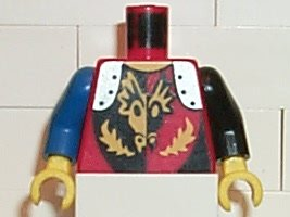 Torso Castle Dragon Knights Dragon Face breathing Fire Pattern / Black Arm Left / Blue Arm Right / Yellow Hands