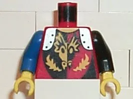 Torso Castle Dragon Knights Dragon Face breathing Fire Pattern / Black Arm Left / Blue Arm Right / Yellow Hands