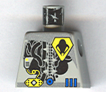 Torso Space UFO Pentagonal Yellow Logo and 3 Blue Bars Pattern
