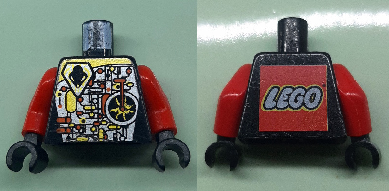 Torso Space UFO Circuitry with Red Lever, LEGO Logo on Back Pattern / Red Arms / Black Hands