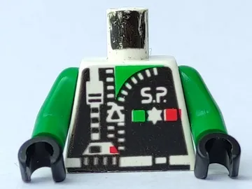 Torso Space Police with Zipper and Star Pattern / Green Arms / Black Hands