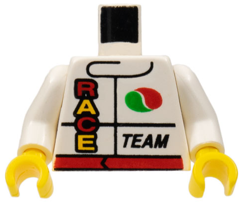 Torso Racing Jacket with Octan Logo, Red Belt, 'RACE', and 'TEAM' Pattern / White Arms / Yellow Hands
