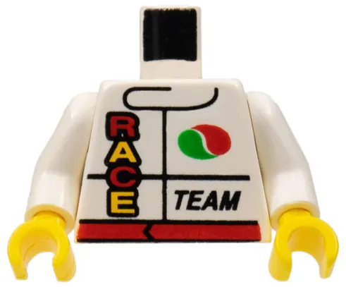 Torso Racing Jacket with Octan Logo, Red Belt, 'RACE', and 'TEAM' Pattern / White Arms / Yellow Hands