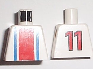 Torso Soccer Vertical Red and Blue Stripes and Number 11 on Back Pattern