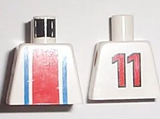 Torso Soccer Vertical Red and Blue Stripes and Number 11 on Back Pattern