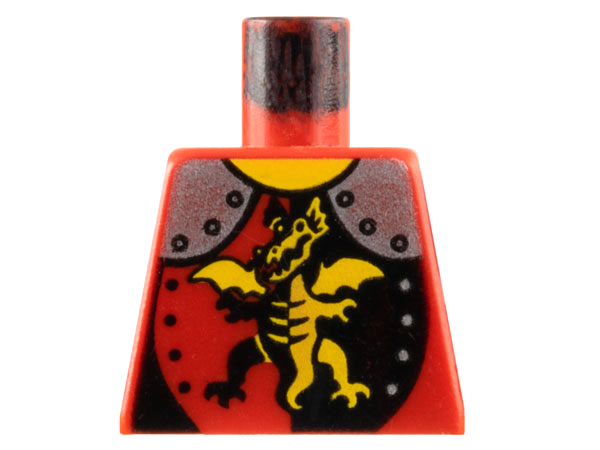 Torso Castle Armor with Standing Dragon and Silver Shoulders, Yellow Neck Pattern