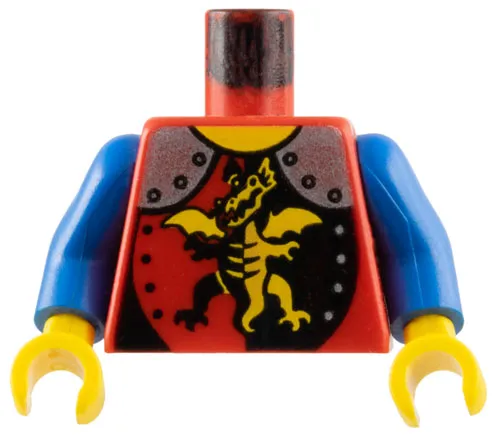 Torso Castle Armor with Standing Dragon and Silver Shoulders, Yellow Neck Pattern / Blue Arms / Yellow Hands
