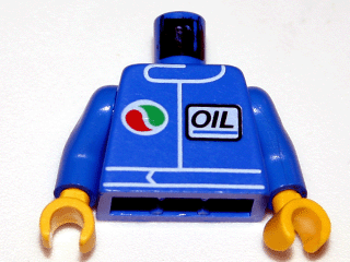 Torso Octan Logo and Italic Font 'OIL' with Logo Colors Reversed Pattern / Blue Arms / Yellow Hands