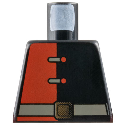 Torso Alpha Team Shirt with Red Panel and Buttons, Dark Gray Belt with Gold Buckle Pattern