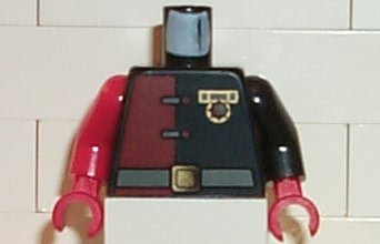 Torso Alpha Team Minion Commander Red/Black Shirt with Medal Pattern / Black Arm Left / Red Arm Right / Red Hands