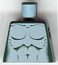 Torso Light Bluish Gray Bare Chest with Muscles Outline Pattern