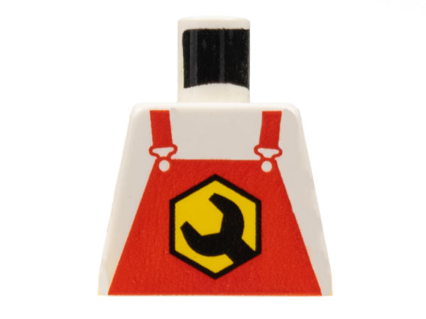 Torso Overalls Red with Black Wrench Head in Yellow Hexagon Pattern