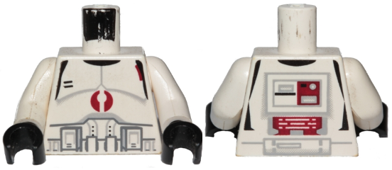 Torso SW Armor Clone Trooper with Dark Red Mark Pattern / White Arms / Black Hands