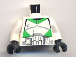 Torso SW Armor Clone Trooper with Green Stripes Pattern / White Arms / Black Hands