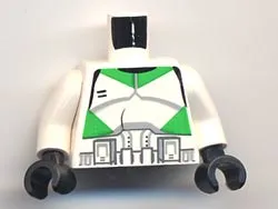 Torso SW Armor Clone Trooper with Green Stripes Pattern / White Arms / Black Hands